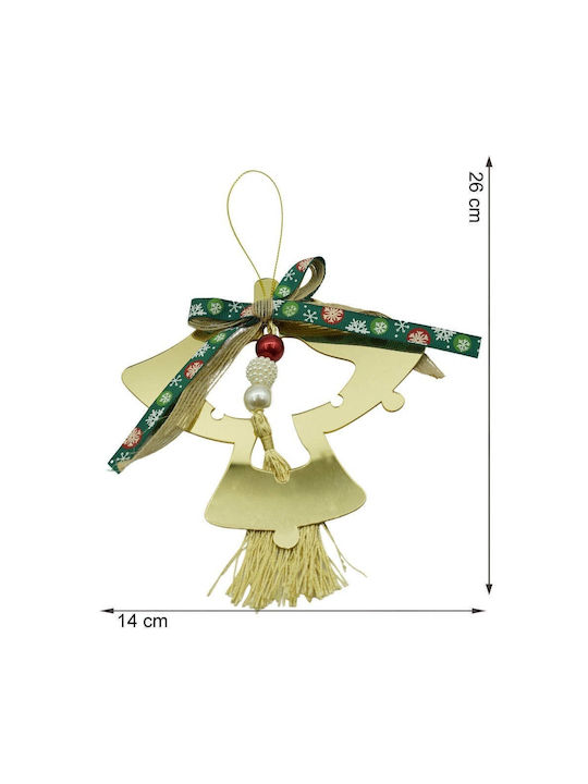 Hanging Bell Ornament Gold 26x14cm