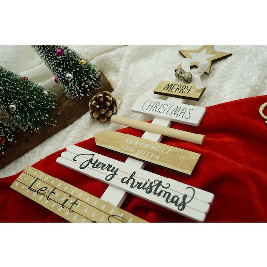 Christmas Decorative Wood Tree 36cm White