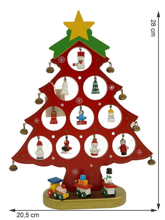 Decorațiune de Crăciun Lemn Braduleț 28cm. Roșu