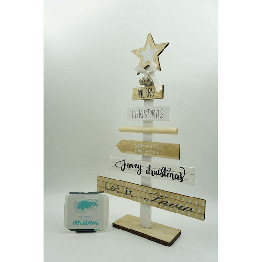 Christmas Decorative Wood Tree 36cm White