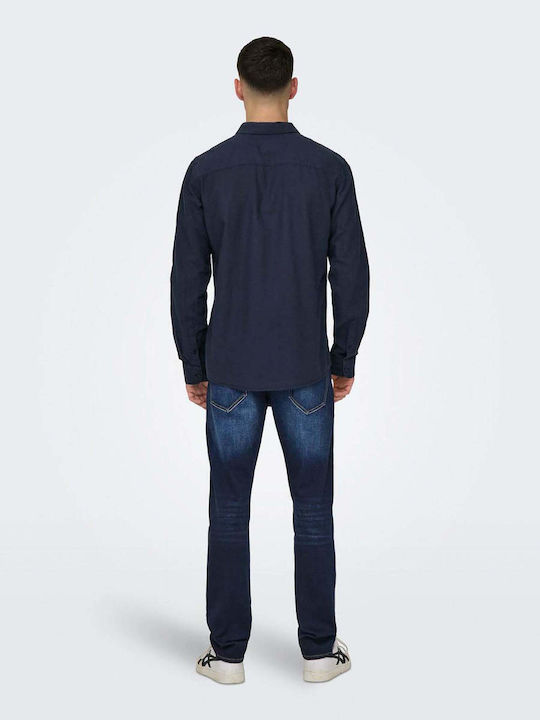 Only & Sons Long-sleeved Linen Shirt Blue