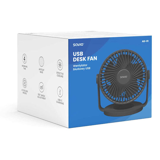 Ventilator de birou USB reîncărcabil Savio AD-01 Savad-01