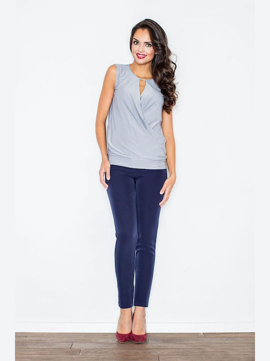 Figl Damen Bluse Ärmellos Gray