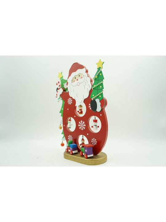 Decorativ Moș Crăciun Roșuς din Lemn 24.5x18cm.