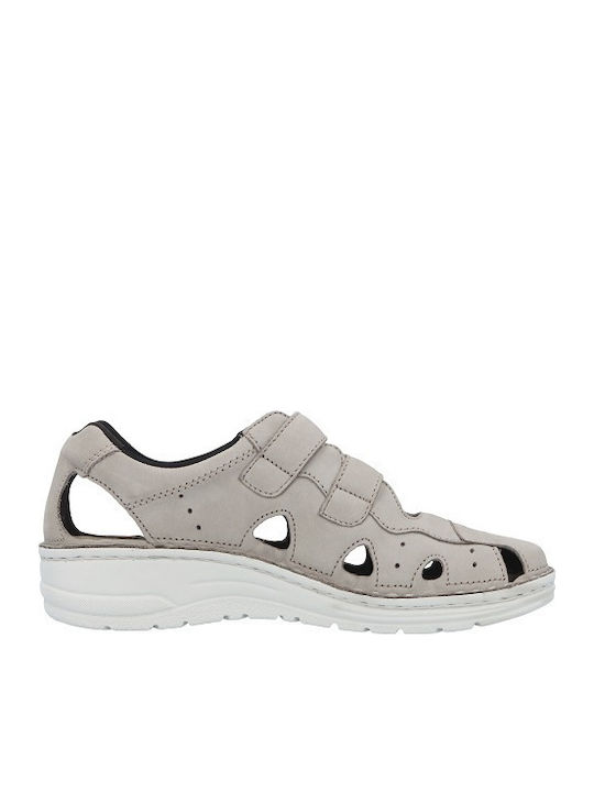 Larena Leather Women's Flat Sandals Anatomic in Gray Color