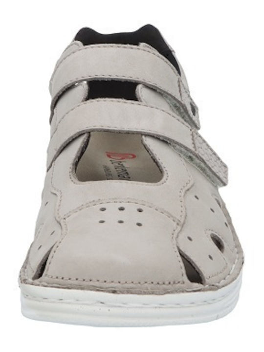 Larena Leather Women's Flat Sandals Anatomic in Gray Color