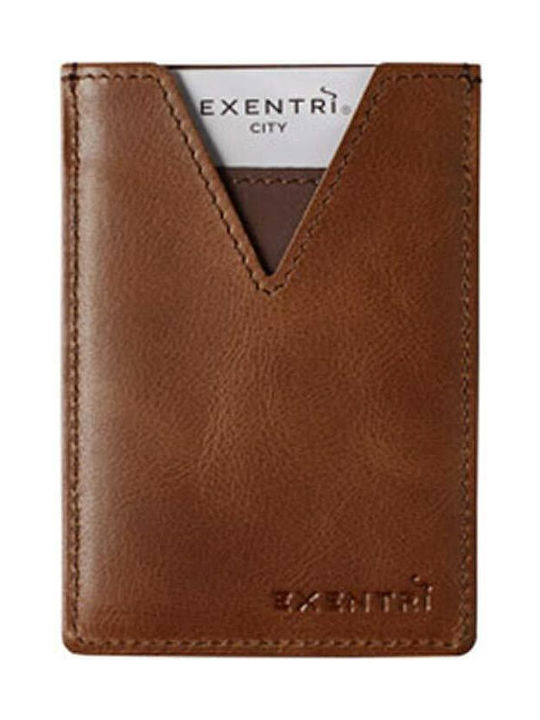 Exentri Men's Leather Card Wallet with RFID Brown