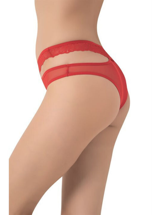 Donex Hohe Taille Damen Slip 2Pack mit Spitze Red