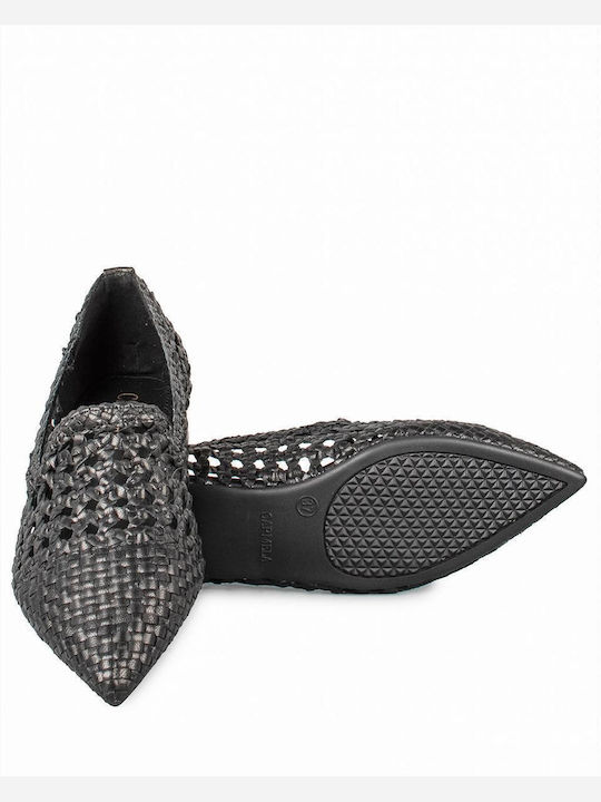 Leather Women's Loafers in Black Color