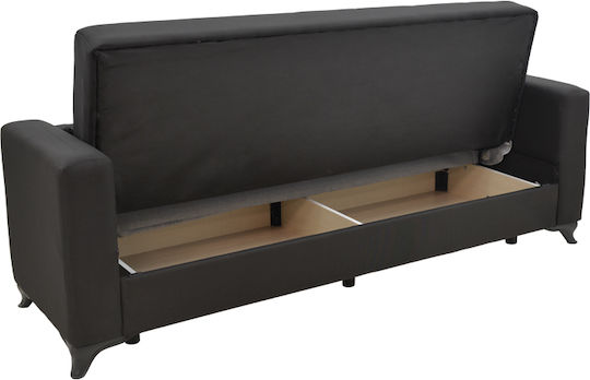 Modestole Триместен Диван Спалня Текстил със съхранение Черно 215x85x80см.