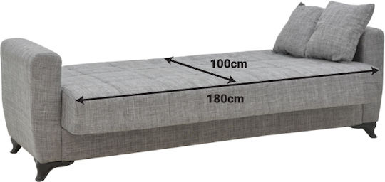 Modestole Триместен Диван Спалня Текстил със съхранение Черно 215x85x80см.