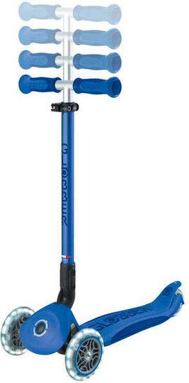 Globber Kids Scooter Foldable Go Up Deluxe 3-Wheel with LED Lighting Blue