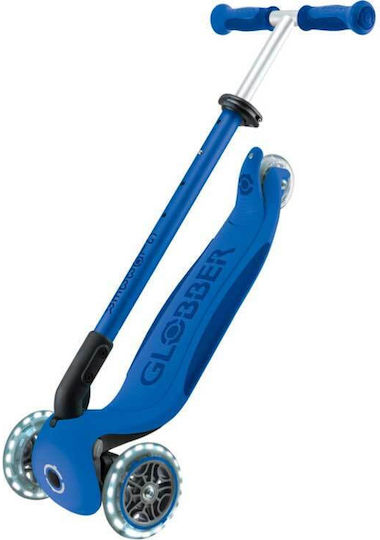 Globber Kids Scooter Foldable Go Up Deluxe 3-Wheel with LED Lighting Blue