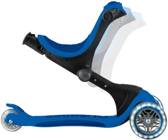 Globber Kids Scooter Foldable Go Up Deluxe 3-Wheel with LED Lighting Blue