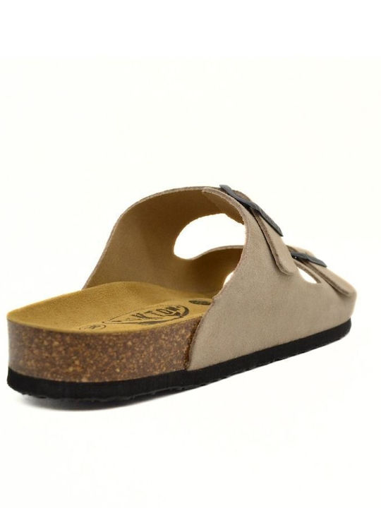 Beta Leather Women's Flat Sandals Anatomic Afelpado Piedra