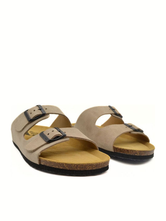 Beta Leather Women's Flat Sandals Anatomic Afelpado Piedra