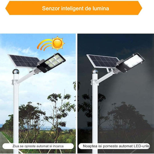 Lampă Solară Stradală 12W 7200lm Alb Rece 6500K cu Senzor de Mișcare și Telecomandă IP65 38.6cmx13.3cmx6.5cmcm