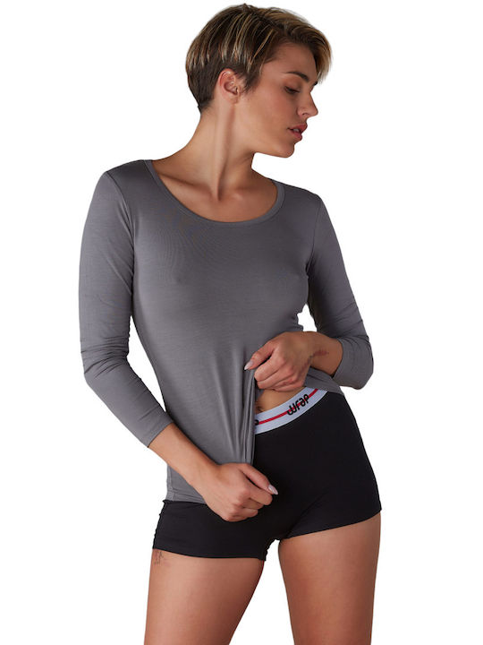 WRAP WOMEN'S LONG SLEEVE T-SHIRT (CHARCOAL)