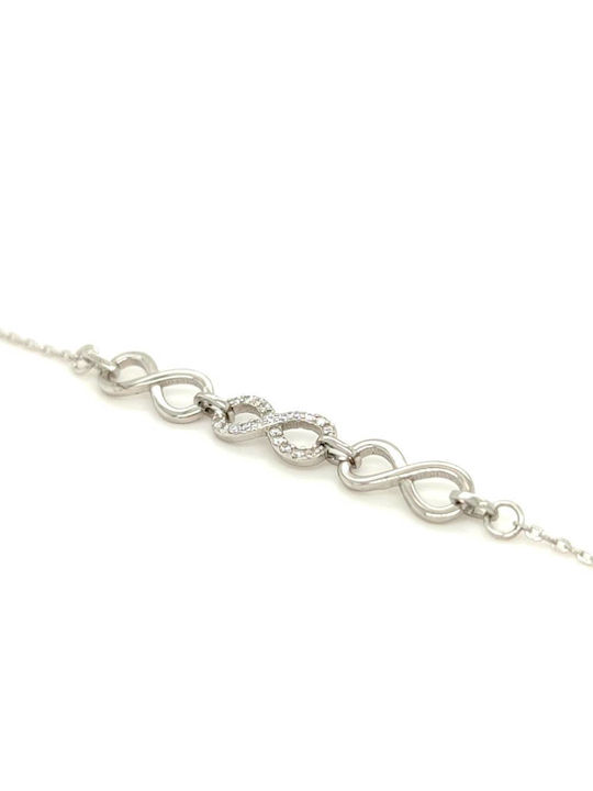 Women's bracelet, infinity with cubic zirconia - silver (925°)