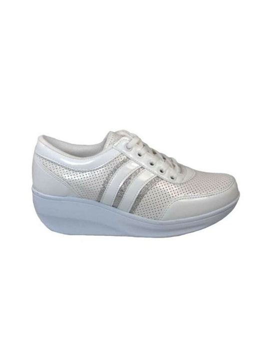 Pantofi Tsimpolis 116 Sneakers casual pentru femei, piele ecologică albă 21260