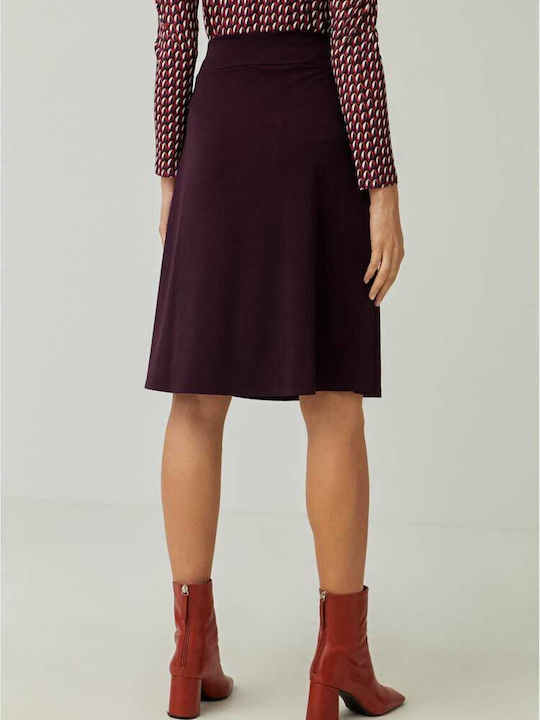 SURKANA FLARED SHORT SKIRT WITH BELT MAROON