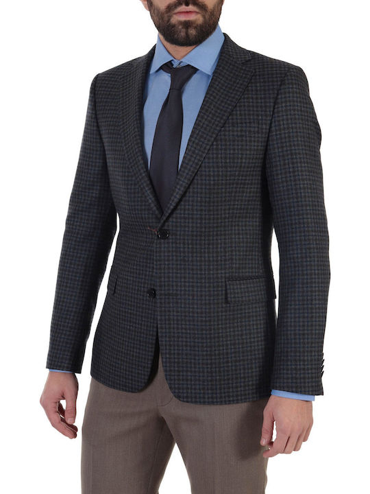 TOM FRANK PLAID JACKET ANGELICO GIACCA GREY-BLUE-BROWN