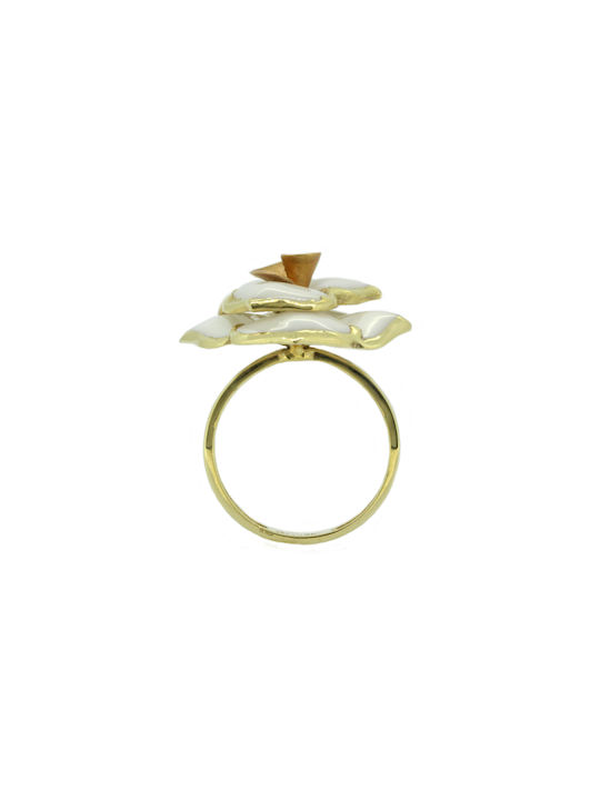 Damen Metron Gold 14K Gold Blumenring mit Achat ΔK0244