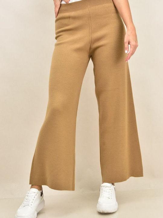 Women's Knitted Trousers Beige 8853