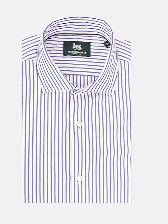 The Bostonians Men's Shirt Long Sleeve Cotton Striped Acorn, Skyblue