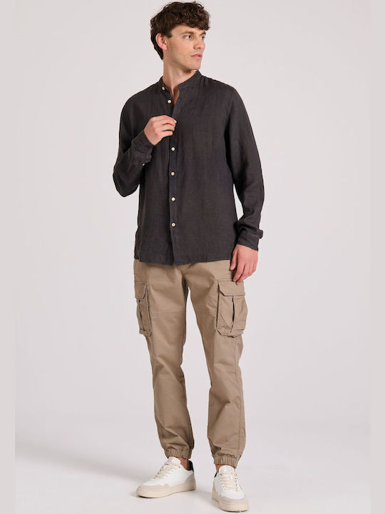 Garage Fifty5 Men's Shirt Long Sleeve Linen Black