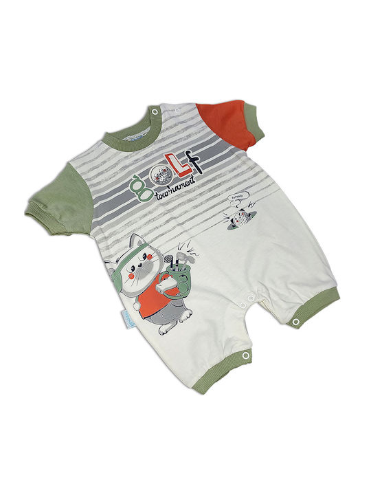 Baby-Sommer-Overall Golf weiß khaki für Jungen (1-3 Monate)