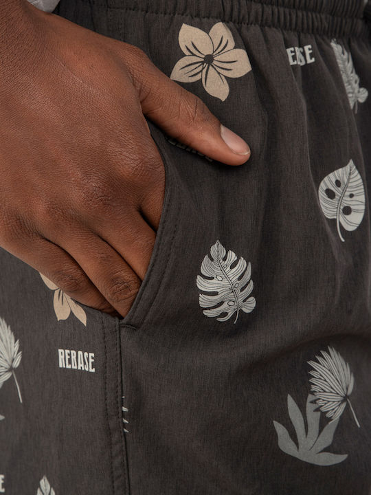 Rebase Herren Badebekleidung Bermuda Anthracite mit Mustern
