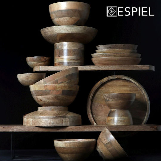 Espiel Διακοσμητικό Μπωλ Ξύλινο Μπεζ 21x12x12cm