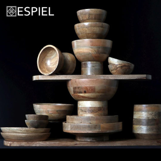 Espiel Διακοσμητικό Μπωλ Ξύλινο Μπεζ 21x12x12cm