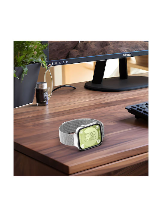 Tech-Protect MILANESEBAND Armband Rostfreier Stahl Silber (Huawei Watch Fit 3 - Huawei Uhr Fit 3)