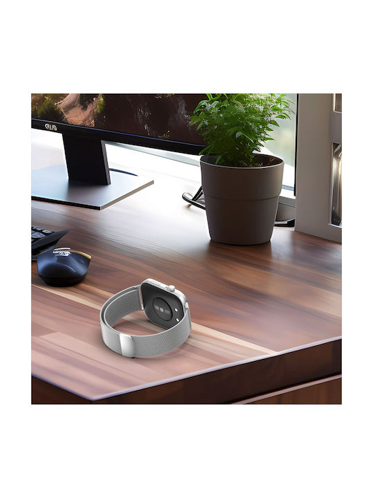 Tech-Protect MILANESEBAND Armband Rostfreier Stahl Silber (Huawei Watch Fit 3 - Huawei Uhr Fit 3)