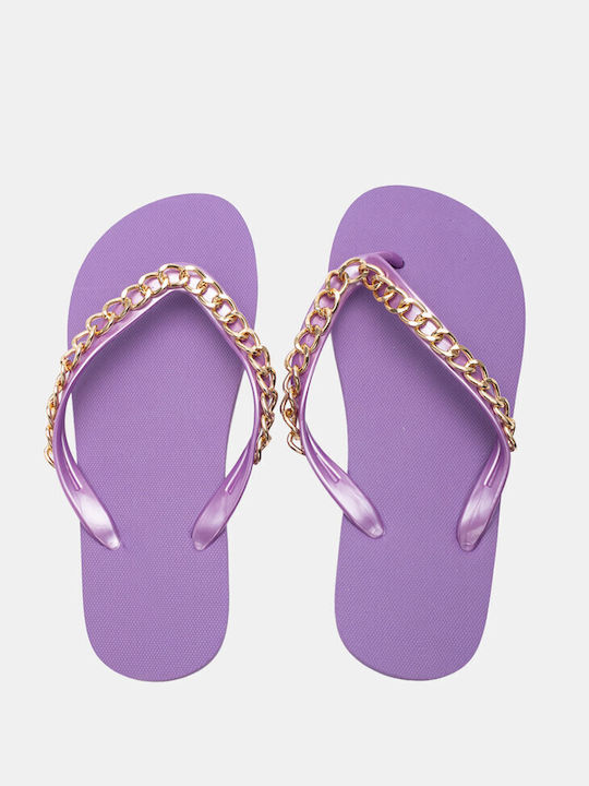 Decorative Chain Flip Flops 4189942-lilac