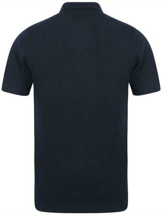 Nines Collection Vandelli Textured Short Sleeve Polo 1Α10997 - Navy