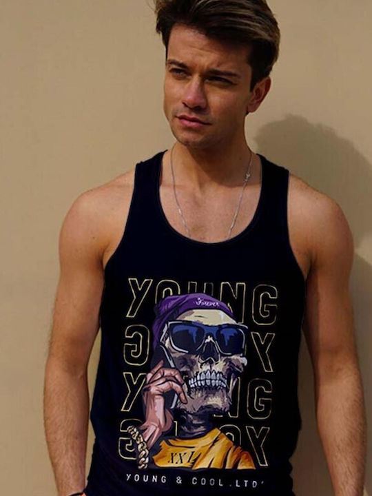 MIAMI BEACH Men's Summer Tank Top in Black Color 0361 - MULTICOLOR