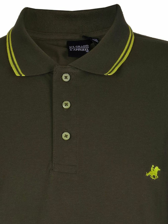 US GRAND POLO Men's olive oil short sleeve pique polo shirt OUSP 130 Militare