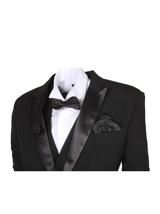 Men's Suit with Vest Regular Fit Black