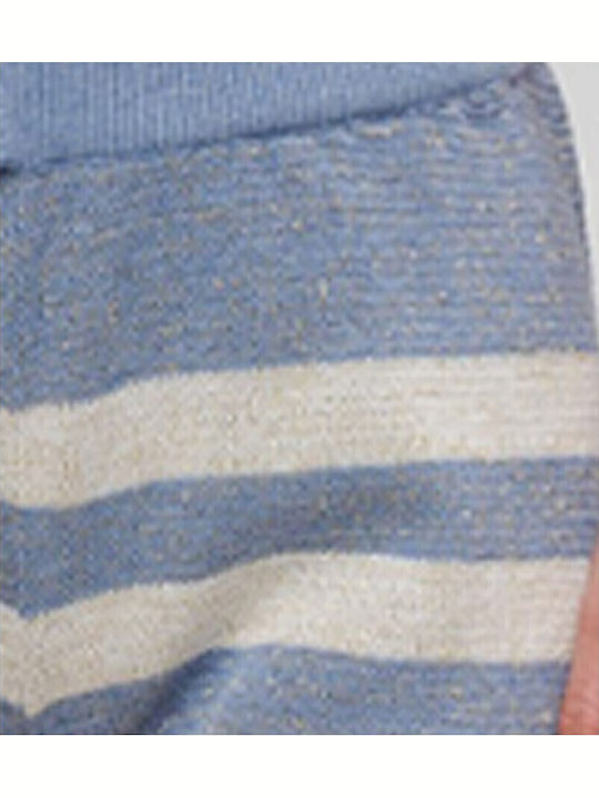 Ble Toπ Κοντο Γκρι Γαλαζιο Λευκο Ριγε M L 98% Cotton 2% Lurex