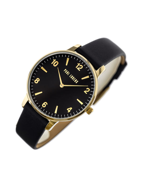 Paul Lorens Watch with Black Leather Strap