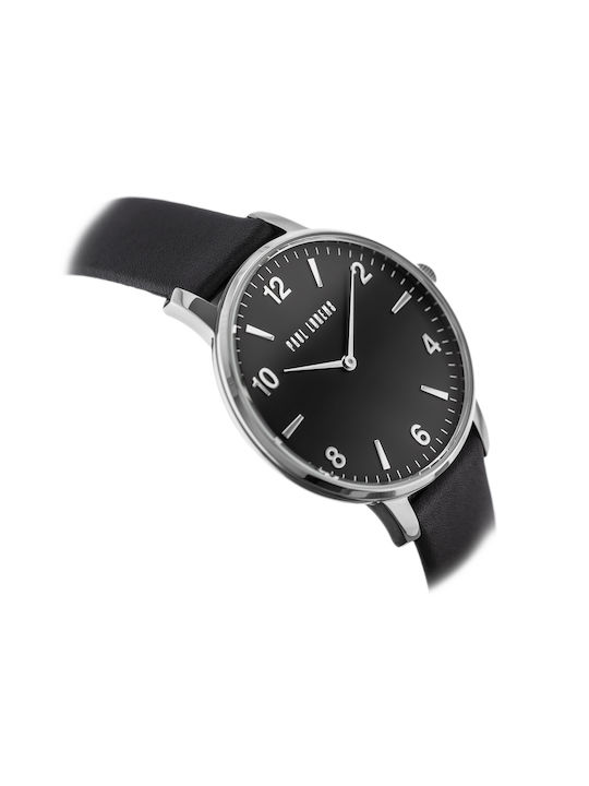 Paul Lorens Watch with Black Leather Strap