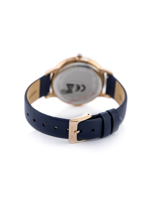 Paul Lorens Watch with Navy Blue Leather Strap