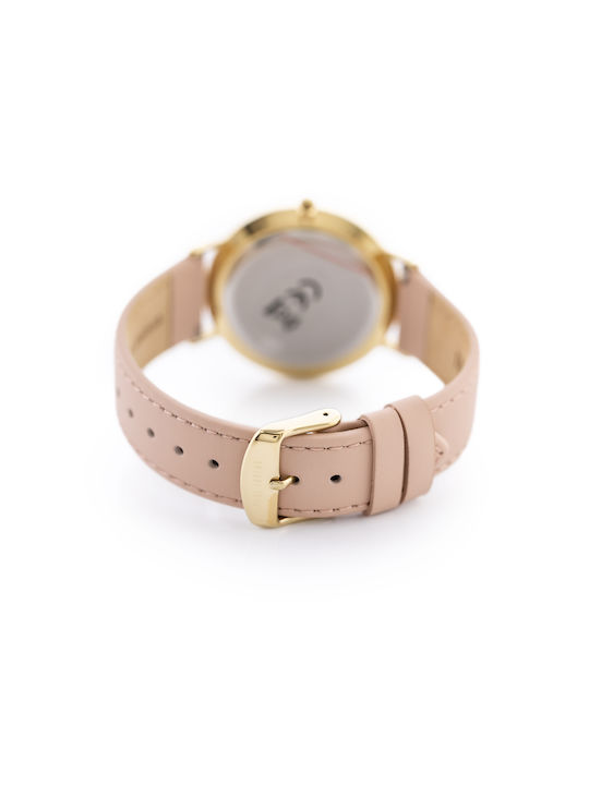 Paul Lorens Γυναικείο Ρολόι 41mm Μπαταρίας με Ροζ Δερμάτινο Λουράκι