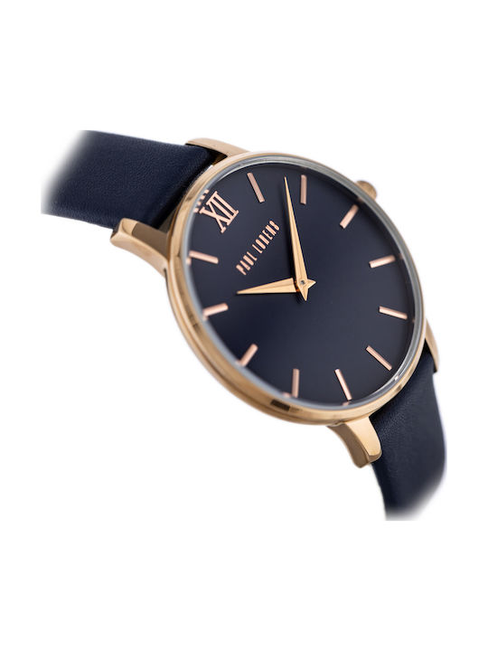 Paul Lorens Γυναικείο Ρολόι 38mm Μπαταρίας με Navy Μπλε Δερμάτινο Λουράκι