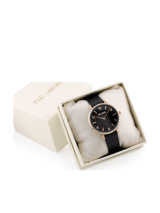 Paul Lorens Women's Watch with Black Leather Strap