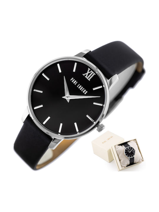 Paul Lorens Women's Watch with Black Leather Strap