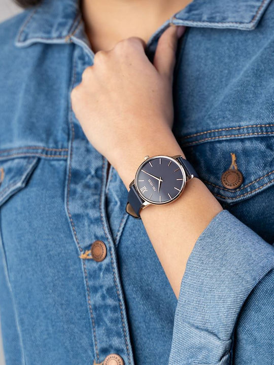 Paul Lorens Γυναικείο Ρολόι 38mm Μπαταρίας με Navy Μπλε Δερμάτινο Λουράκι